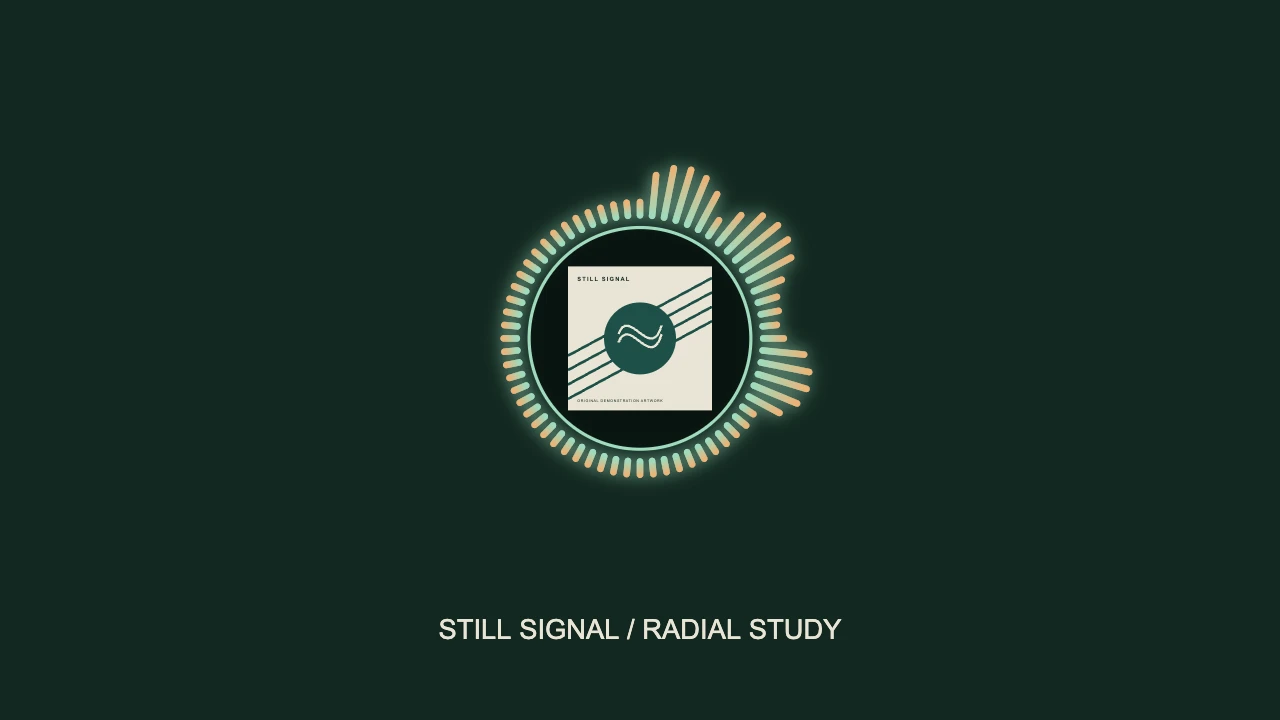 Original Still Signal artwork centered inside an audio-reactive radial spectrum rendered with VisualizerWave