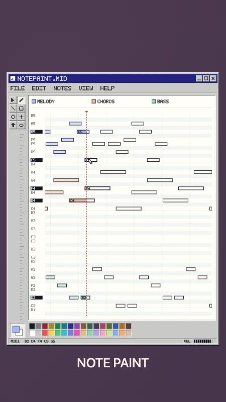 Note Paint, a portrait audio + midi visualizer